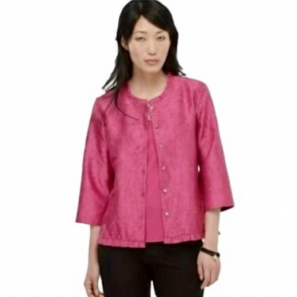 Eileen Fisher Pink Crinkled Silk Blouse/Light Jacket Small New Without Tags! - Picture 1 of 7